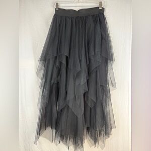 Free People Vintage Black Tulle A-Line Skirt